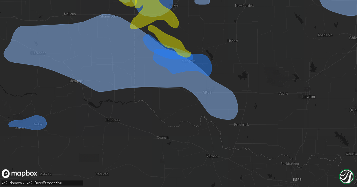 Hail map in Duke, OK on June 25, 2026