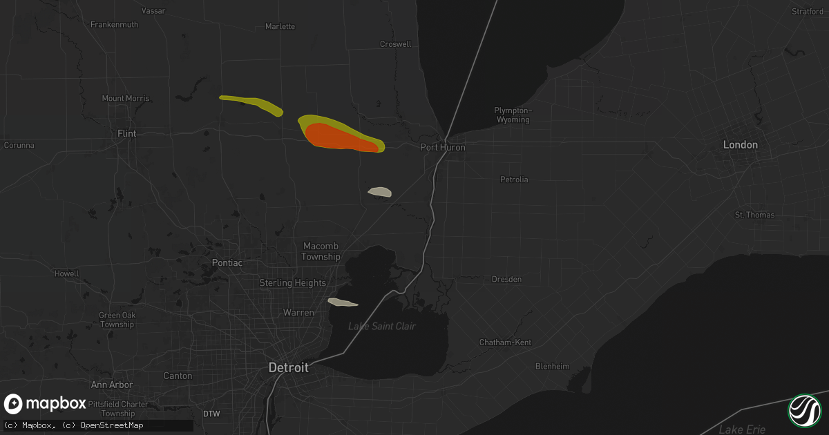 Hail map in East China, MI on June 25, 2026