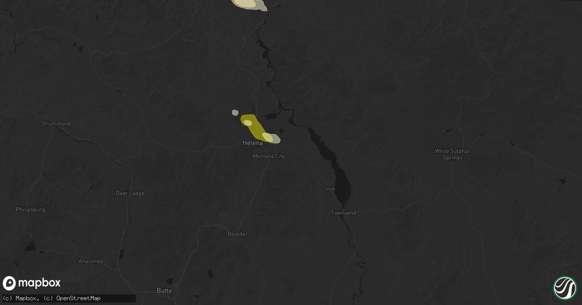 Hail map in East Helena, MT on June 25, 2026