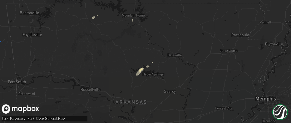 Hail map in Edgemont, AR on June 25, 2026