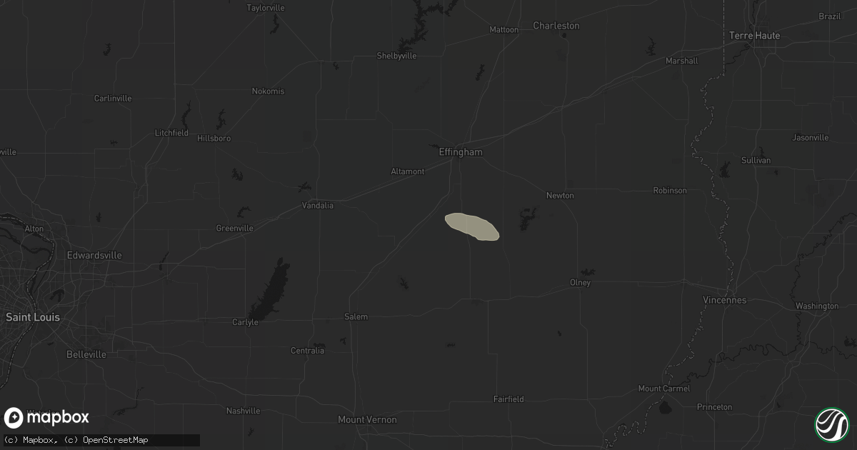 Hail map in Edgewood, IL on June 25, 2026