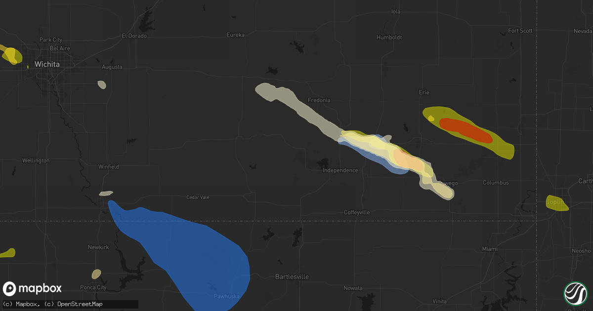 Hail map in Elk City, KS on June 25, 2026