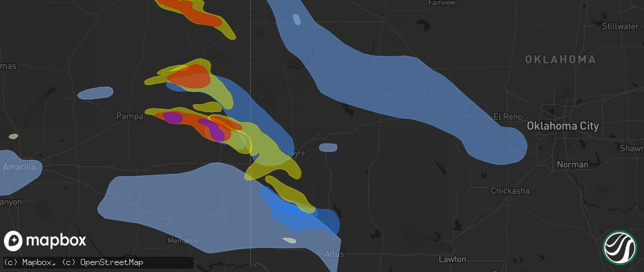 Hail map in Elk City, OK on June 25, 2026