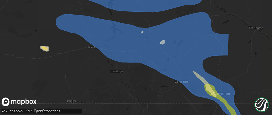 Hail map in Elk Mountain, WY on June 25, 2026