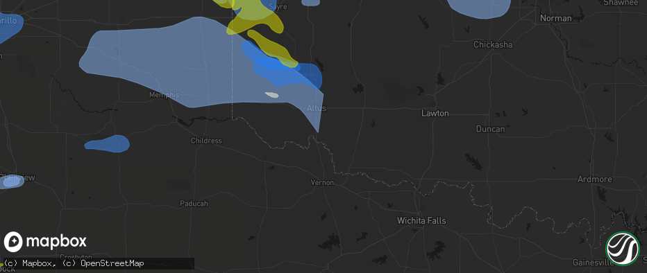 Hail map in Elmer, OK on June 25, 2026