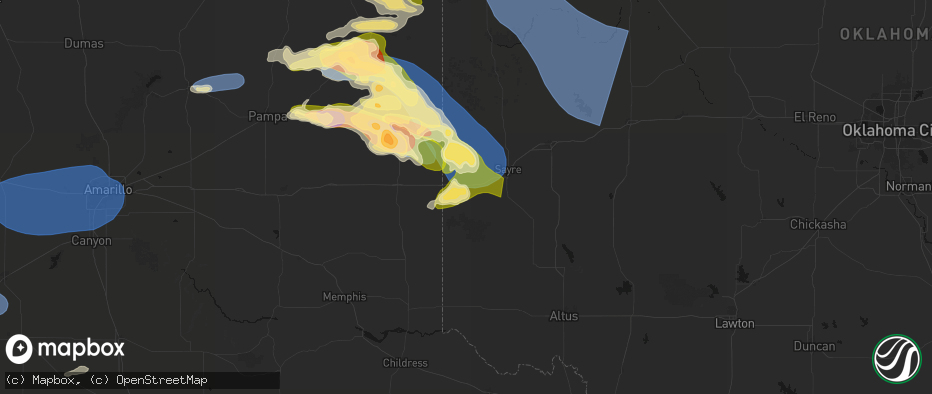 Hail map in Erick, OK on June 25, 2026