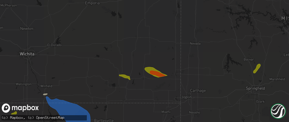 Hail map in Erie, KS on June 25, 2026