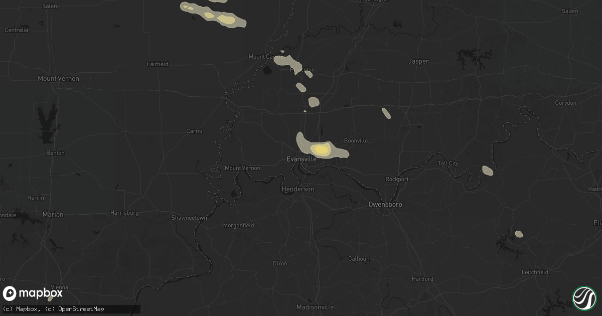 Hail map in Evansville, IN on June 25, 2026