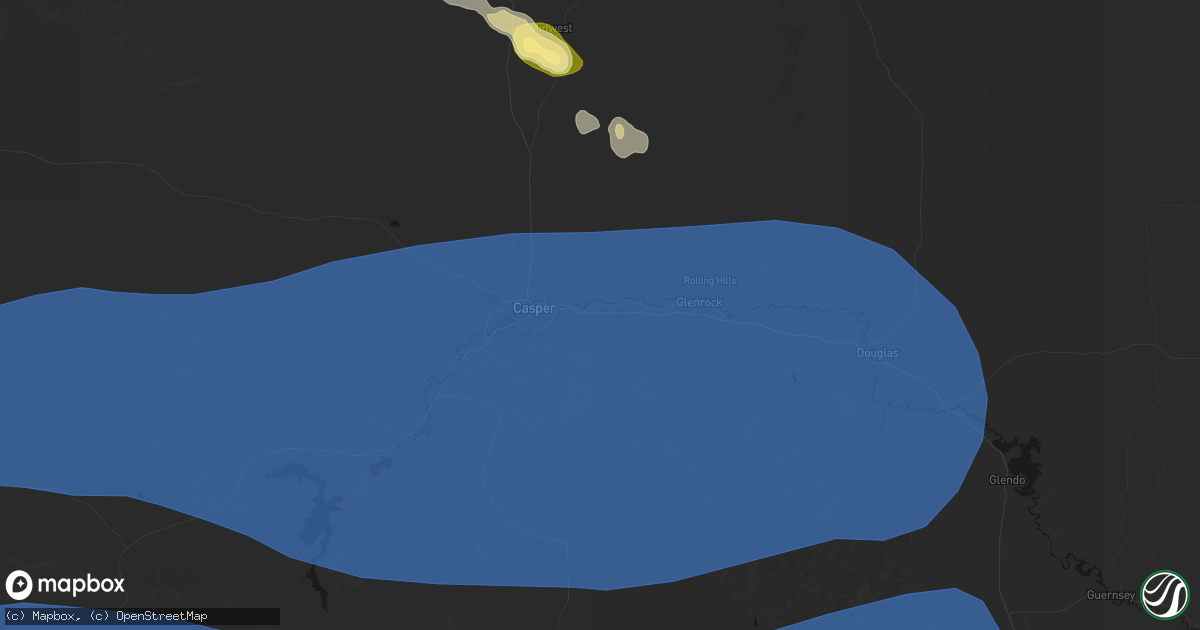 Hail map in Evansville, WY on June 25, 2026