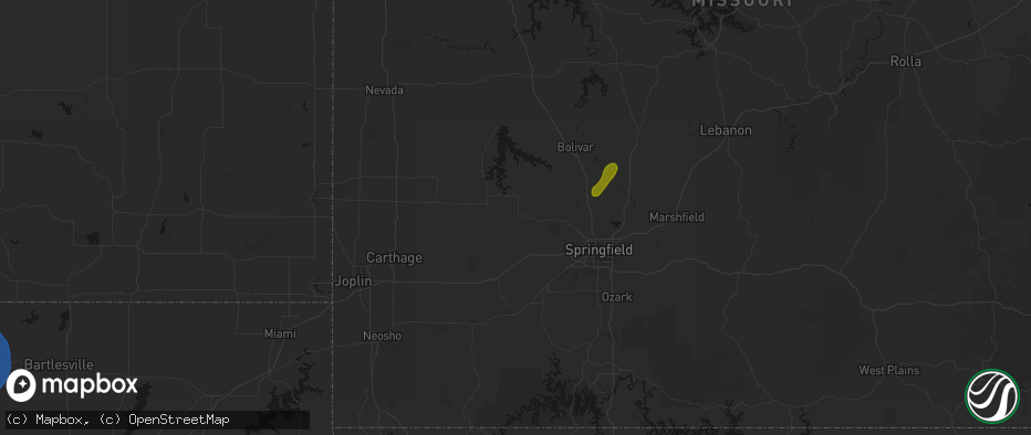 Hail map in Everton, MO on June 25, 2026