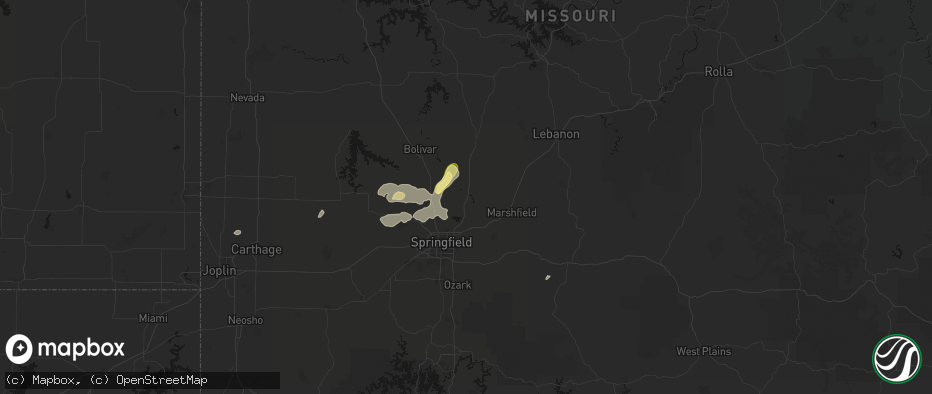 Hail map in Fair Grove, MO on June 25, 2026