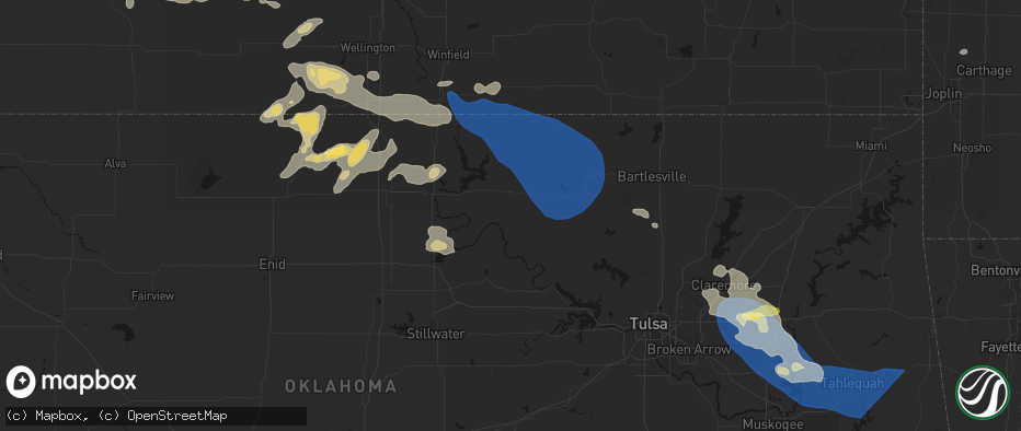 Hail map in Fairfax, OK on June 25, 2026