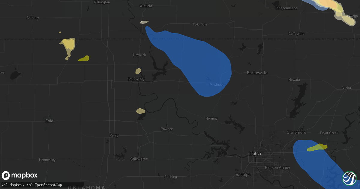 Hail map in Fairfax, OK on June 25, 2026