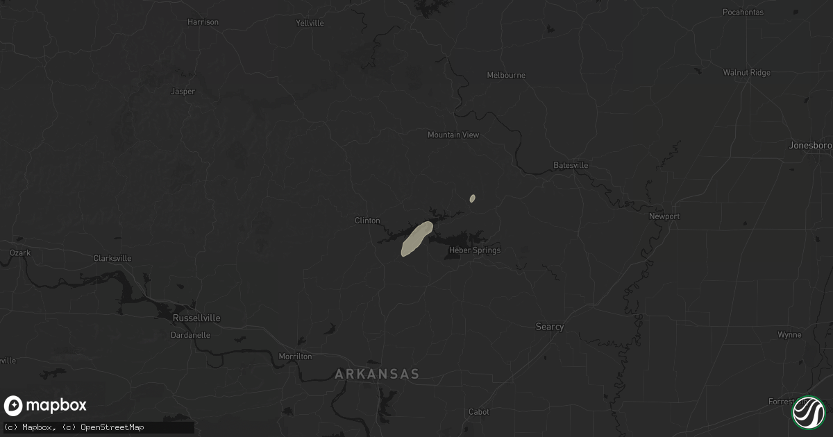 Hail map in Fairfield Bay, AR on June 25, 2026