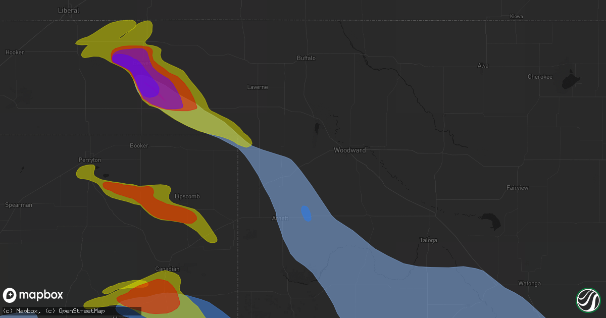 Hail map in Fargo, OK on June 25, 2026
