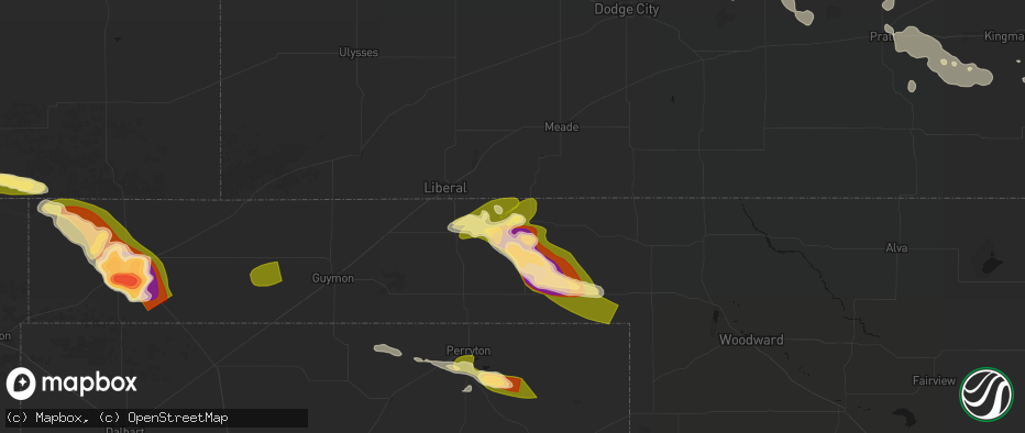 Hail map in Forgan, OK on June 25, 2026