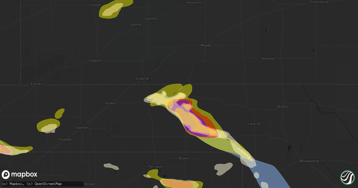 Hail map in Forgan, OK on June 25, 2026