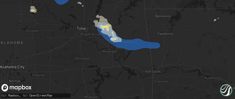 Hail map in Fort Gibson, OK on June 25, 2026