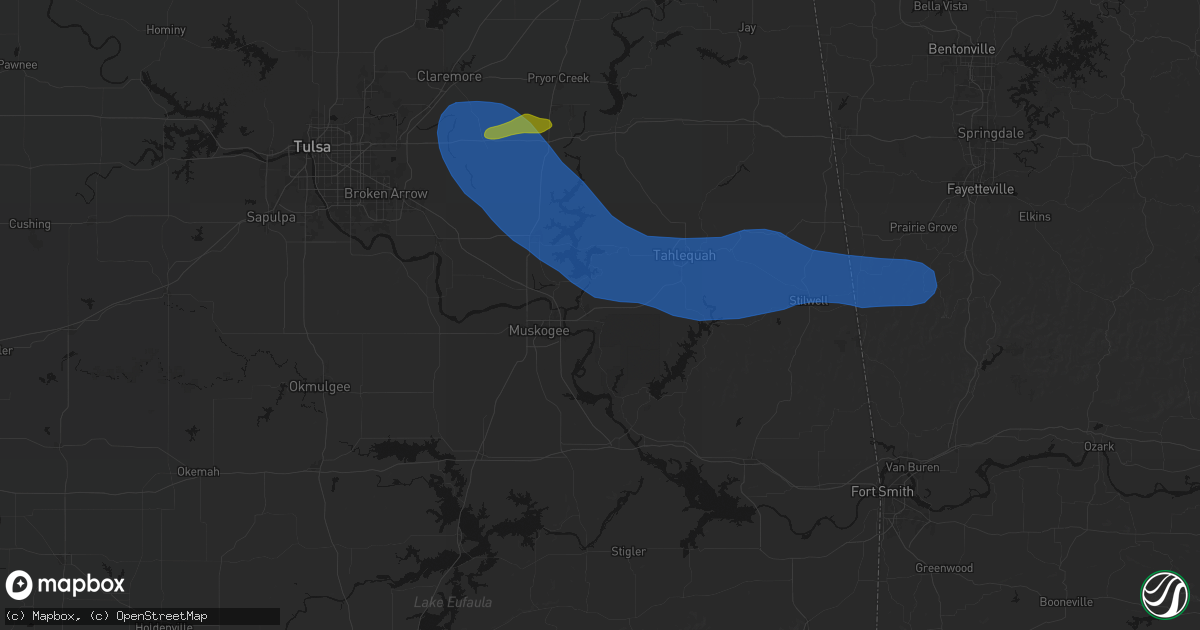 Hail map in Fort Gibson, OK on June 25, 2026