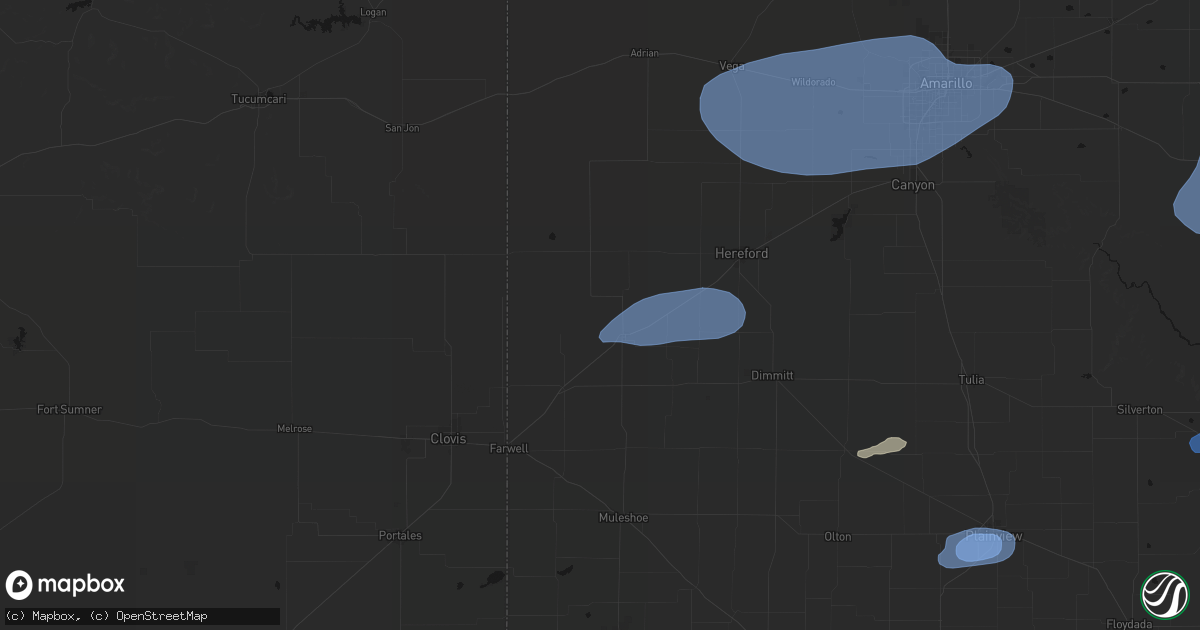 Hail map in Friona, TX on June 25, 2026