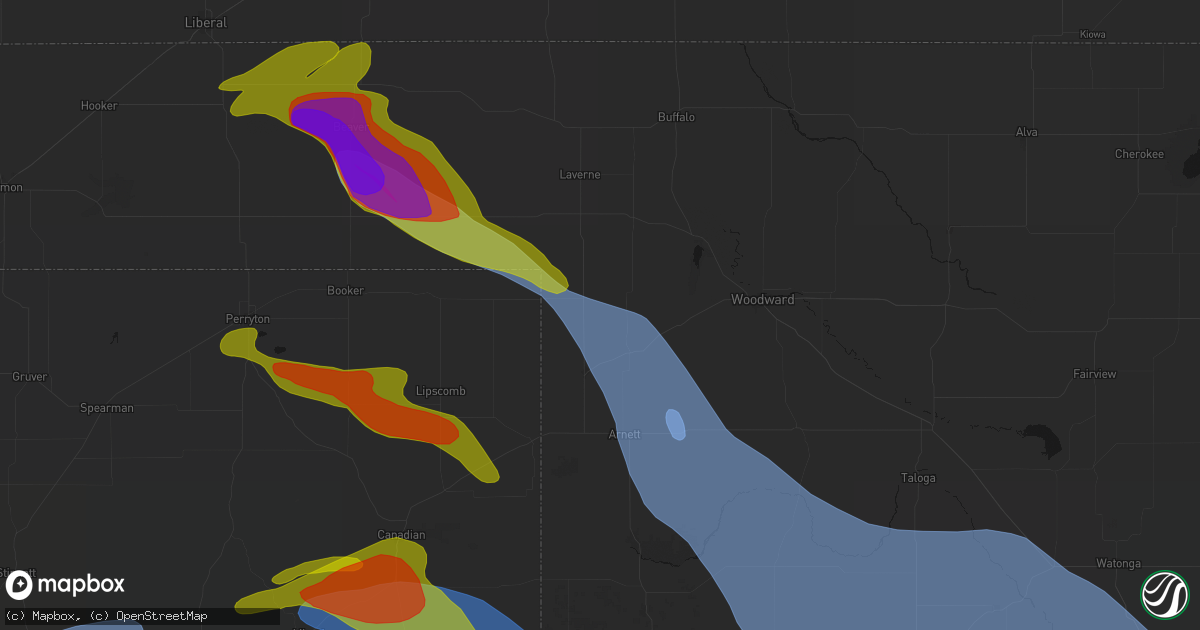 Hail map in Gage, OK on June 25, 2026