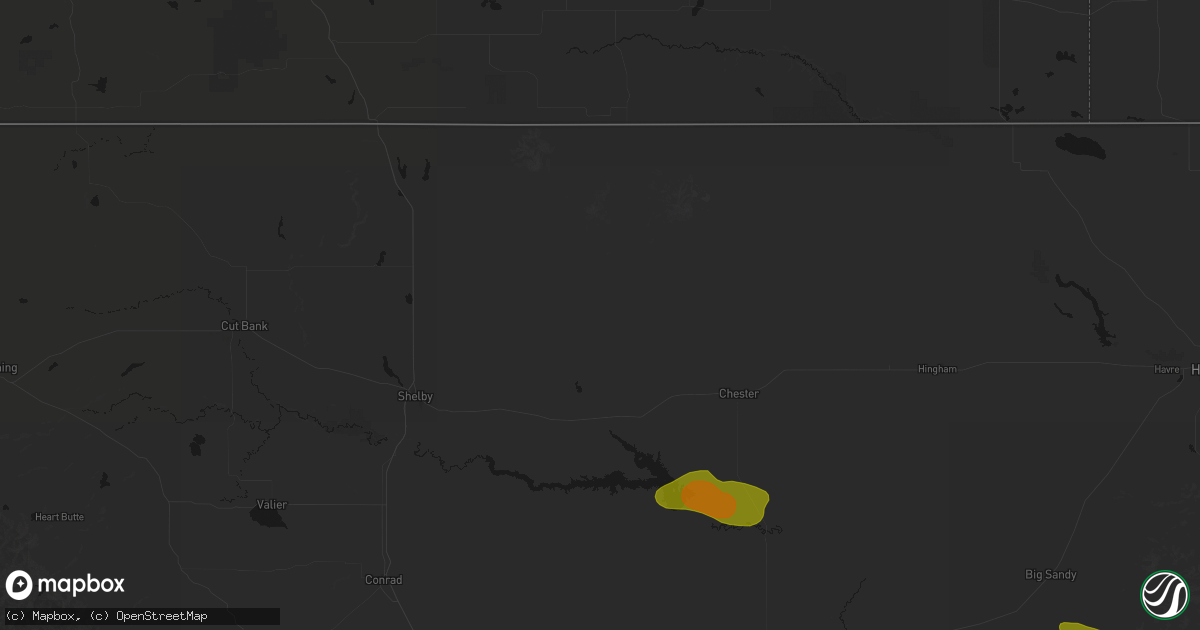 Hail map in Galata, MT on June 25, 2026