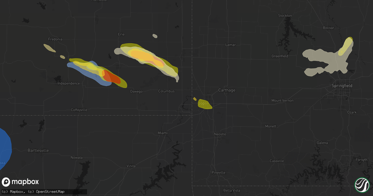 Hail map in Galena, KS on June 25, 2026