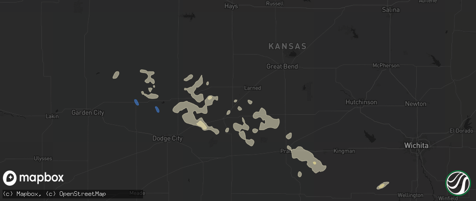Hail map in Garfield, KS on June 25, 2026