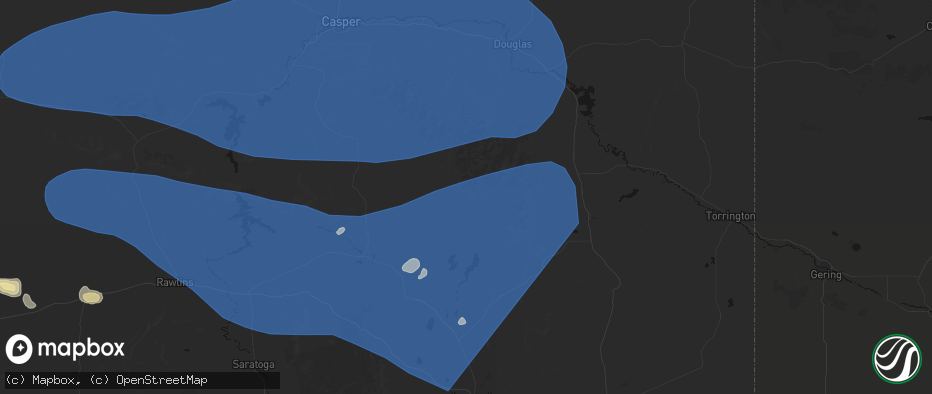 Hail map in Garrett, WY on June 25, 2026