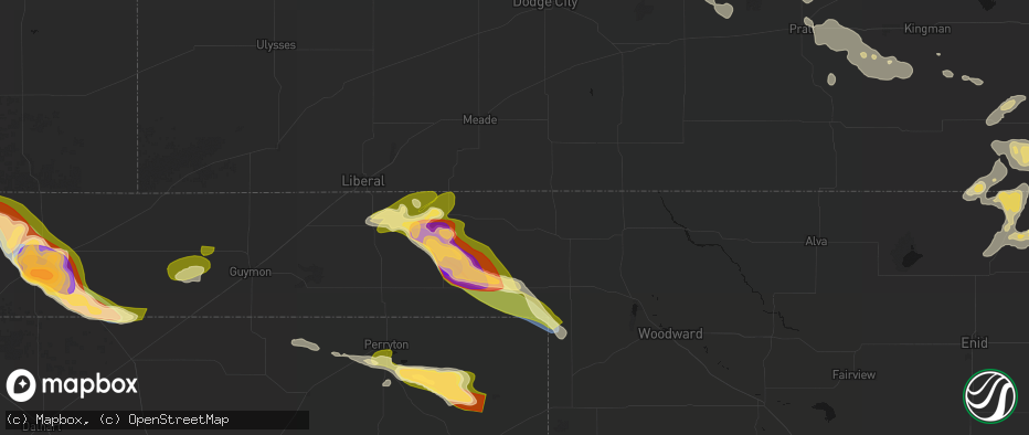 Hail map in Gate, OK on June 25, 2026