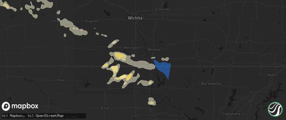 Hail map in Geuda Springs, KS on June 25, 2026