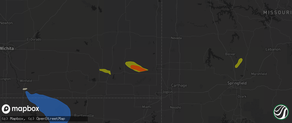 Hail map in Girard, KS on June 25, 2026