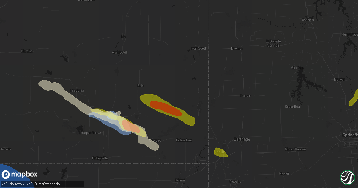 Hail map in Girard, KS on June 25, 2026