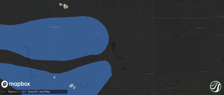 Hail map in Glendo, WY on June 25, 2026