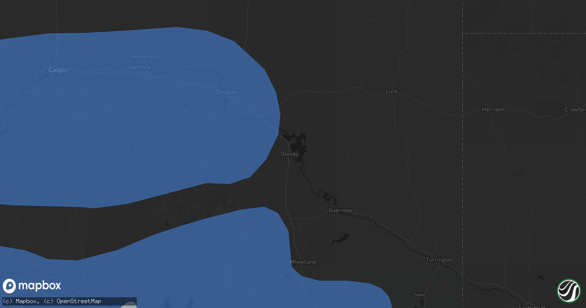 Hail map in Glendo, WY on June 25, 2026