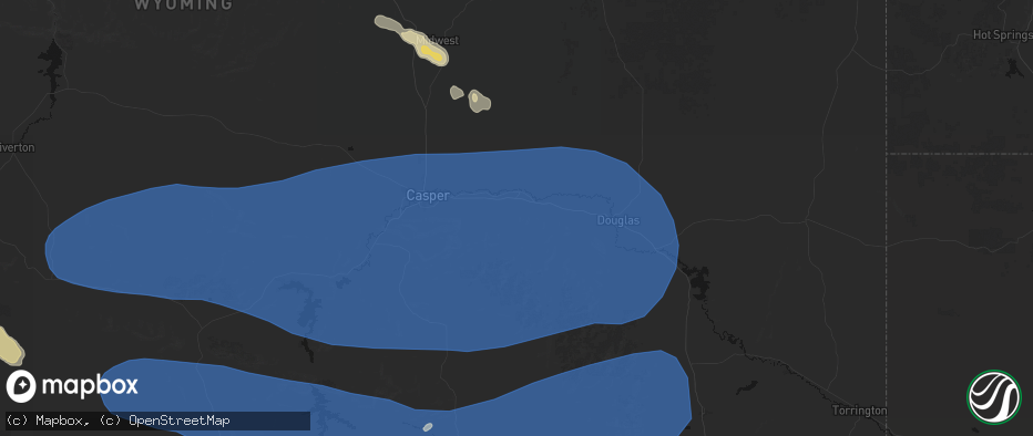 Hail map in Glenrock, WY on June 25, 2026