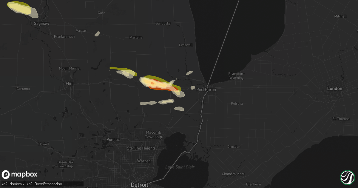 Hail map in Goodells, MI on June 25, 2026