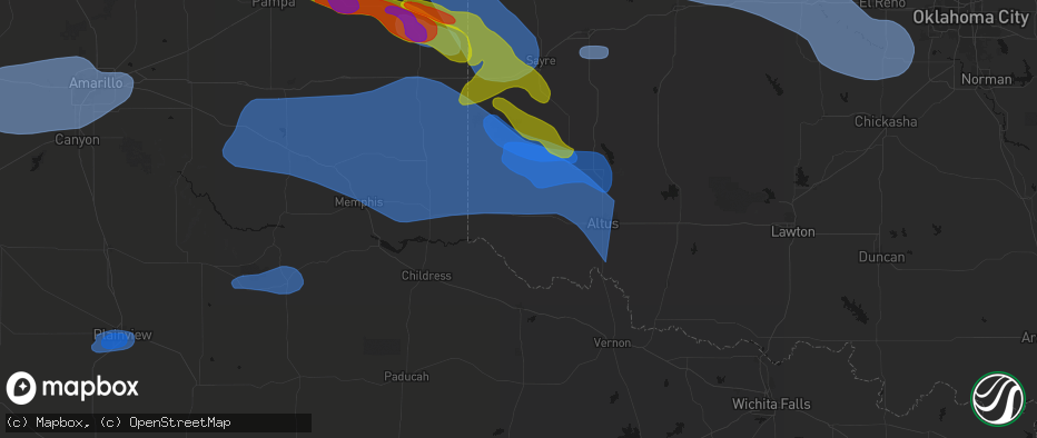 Hail map in Gould, OK on June 25, 2026