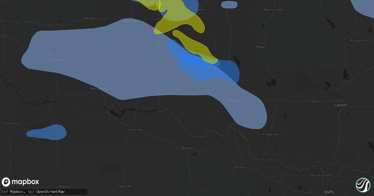 Hail map in Gould, OK on June 25, 2026