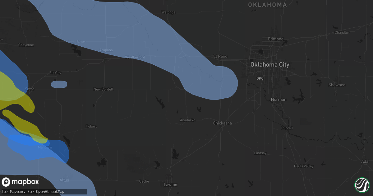 Hail map in Gracemont, OK on June 25, 2026