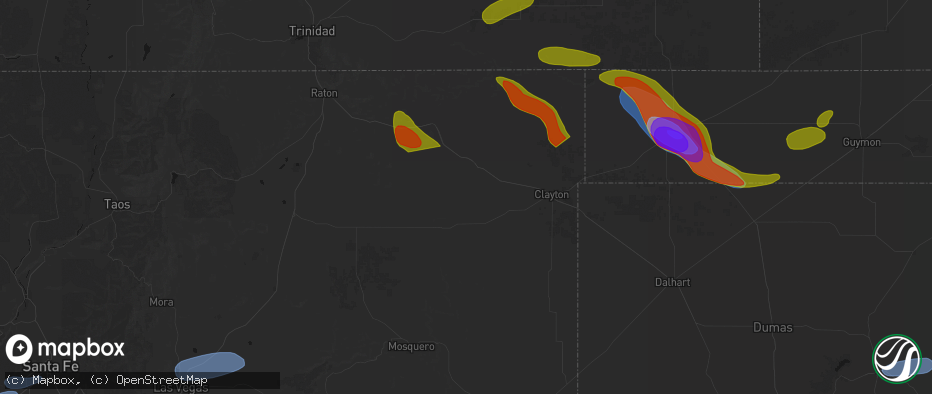 Hail map in Grenville, NM on June 25, 2026