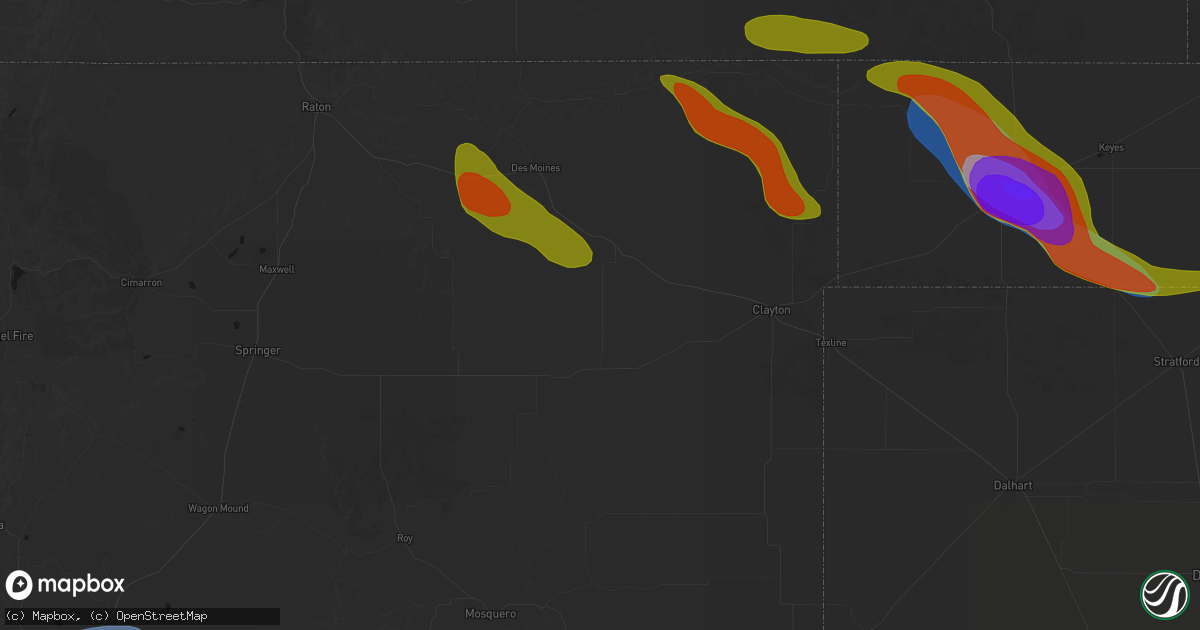 Hail map in Grenville, NM on June 25, 2026