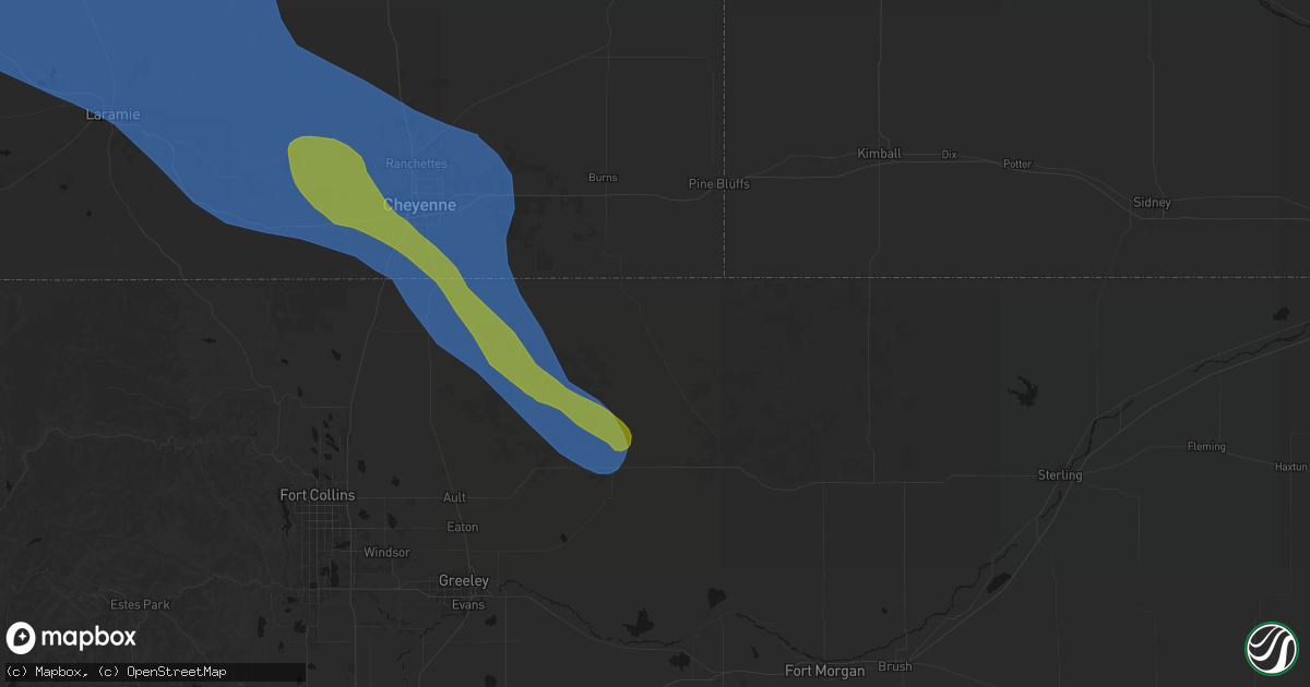 Hail map in Grover, CO on June 25, 2026