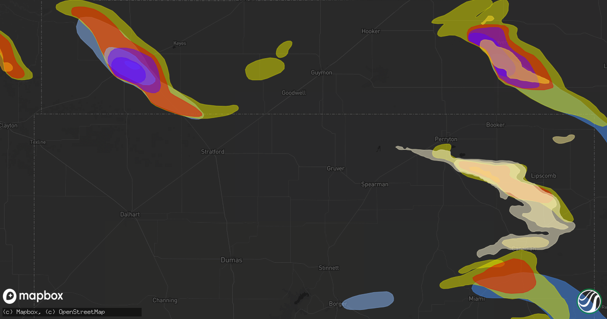 Hail map in Gruver, TX on June 25, 2026