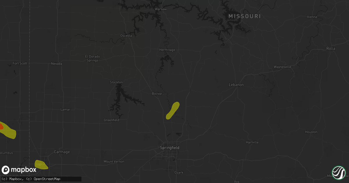 Hail map in Half Way, MO on June 25, 2026