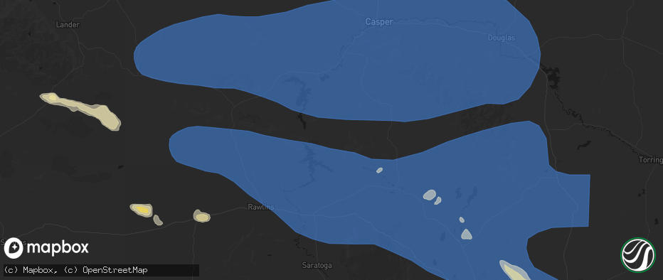 Hail map in Hanna, WY on June 25, 2026