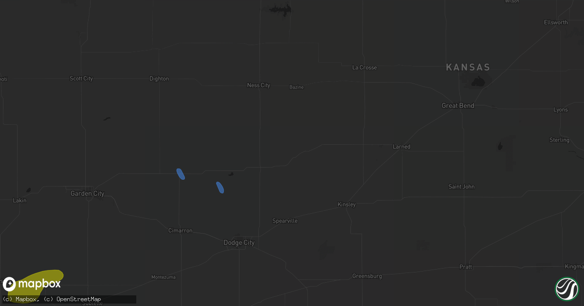 Hail map in Hanston, KS on June 25, 2026