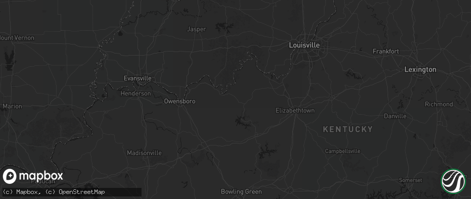 Hail map in Hardinsburg, KY on June 25, 2026