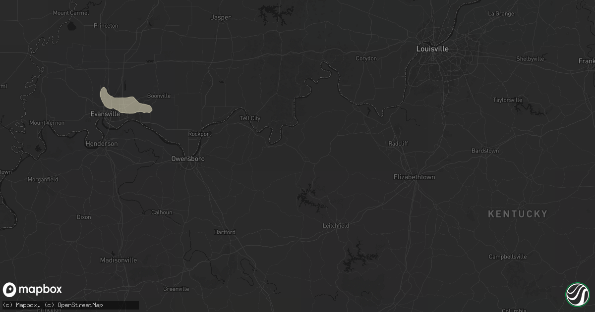 Hail map in Hardinsburg, KY on June 25, 2026