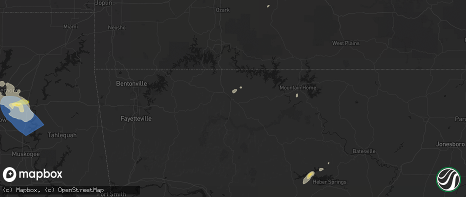 Hail map in Harrison, AR on June 25, 2026